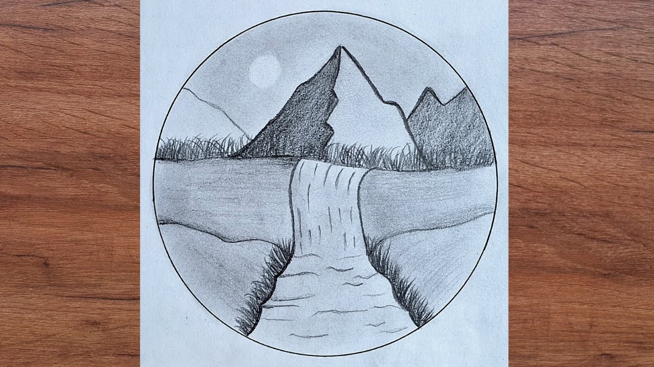 How to draw beautiful scenery |Easy scenery drawing tutorial |Pencil ...