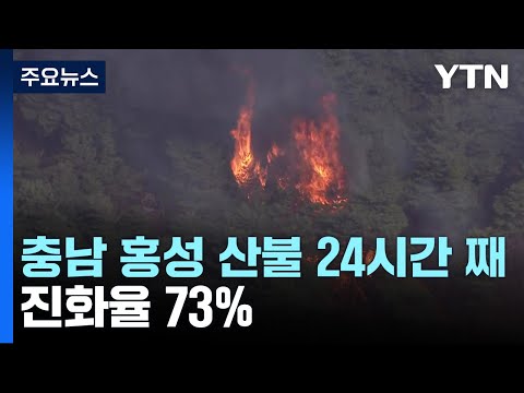 충남 홍성 산불 24시간 넘겨...진화율 73% / YTN