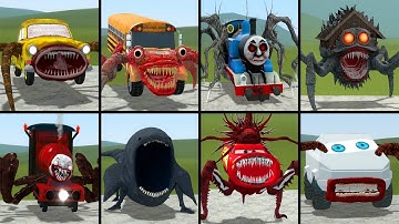 EVERYTHING TURNED INTO MONSTERS: CAR EATER, SCHOOL BUS EATER, CURSED THOMAS, MONSTER HOUSE IN GMOD!!