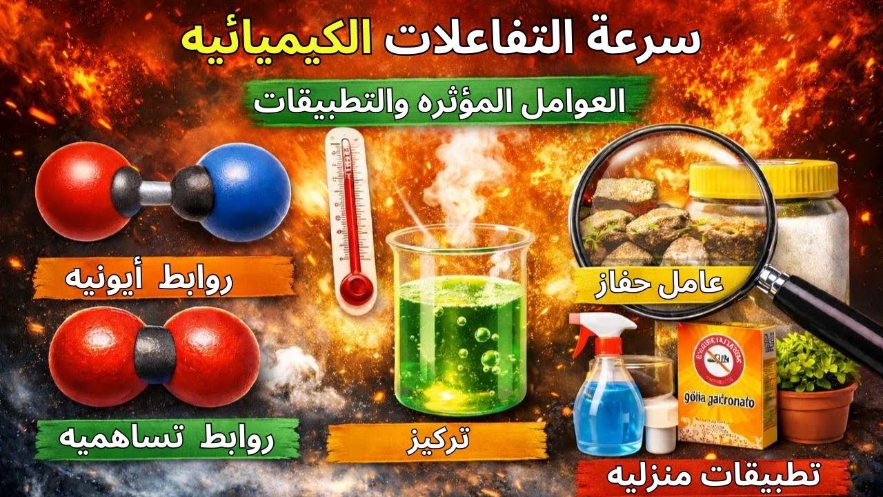 أنواع التفاعلات الكيميائية وسرعتها | شرح سرعة التفاعل والرسوم البيانية | الصف الثالث الإعدادي