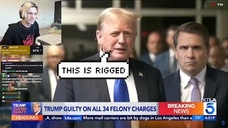 xQc reacts to Donald Trump Guilty on All 34 Felony Charges