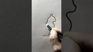 Drawing Cat from one line art #aram_nabeel #shorts