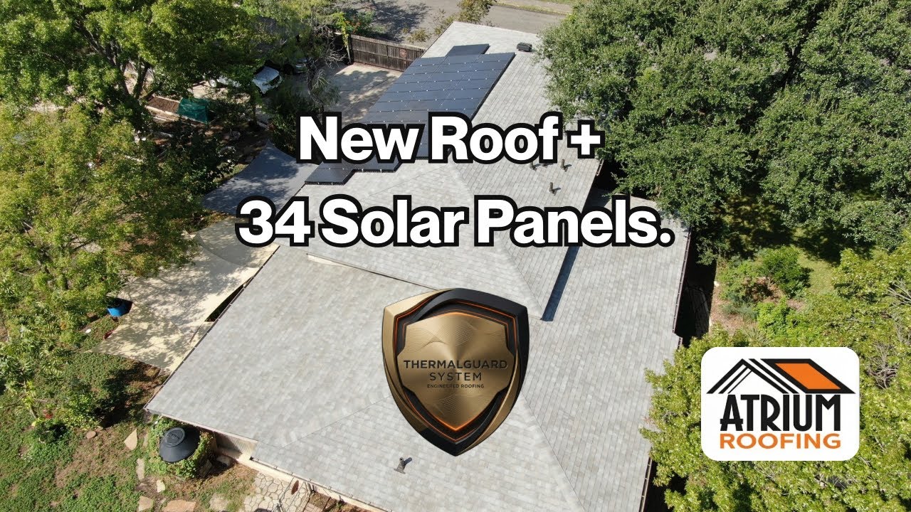 Video thumbnail: ThermalGuard roof replacement with solar panel detach and reset in San Antonio