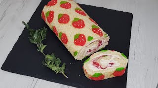 Рулет с Рисунком без теста для рисования и вкуснейший Творожный крем