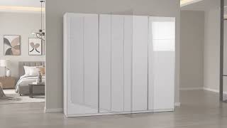 Schwebetürenschrank SKØP pure gloss - Hochglanz Weiß / Weiß - 270 x 222 cm - 3 Türen