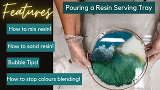 How to make a Resin Art Serving Tray FULL BEGINNER TUTORIAL PLUS Sanding and Finishing Edges