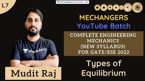 L7 | Types of Equilibrium | Engineering Mechanics | GATE & ESE 2022 | Mudit Raj