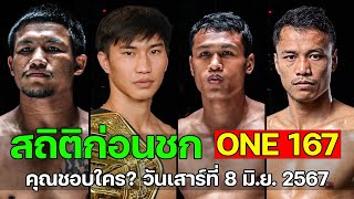 สถิติก่อนชก! ONE 167 ตะวันฉาย โจ รถถัง สิทธิชัย วันเสาร์ที่ 8 มิ.ย. 2567