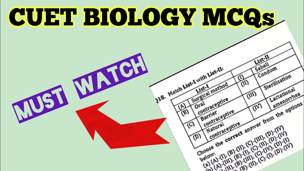CUET BIOLOGY MCQs | CUET 2025 | NEET 2026