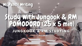 2 HOUR STUDY WITH JUNGKOOK & RM 🍪🎤 | POMODORO (25/5) | PENCIL WRITING SOUNDS | COUNTDOWN & ALARM