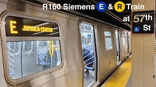 Mta Bmt Subway Double R160 Siemens E Train And R Train Departing 57Th St - 7Th Av