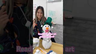Paper mache snowman elementary school art #papermache #artlesson #artactivity #teacher #shorts