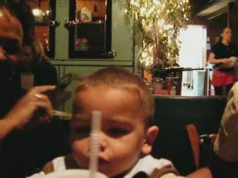 Baby Brenden eats out with his daddy DJ Brandon at...
