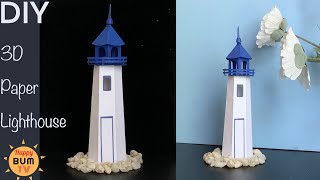 DIY 3D PAPER LIGHTHOUSE I EASY HOME DECOR IDEAS