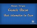 Francis bacons basic information for examhonours 3rd year