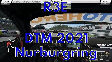 RaceRoom Racing Experience race DTM 2021 at Nurburgring, starting last R3E controller gamepad
