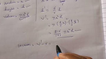 The radius,heigh of a right circular cylinder are each increased by 20%what %g increase is in volume