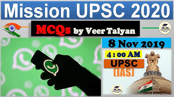 UPSC Prelims 2020 Preparation - 8 November 2019 Daily Current Affairs MCQ for UPSC / CSE / IAS