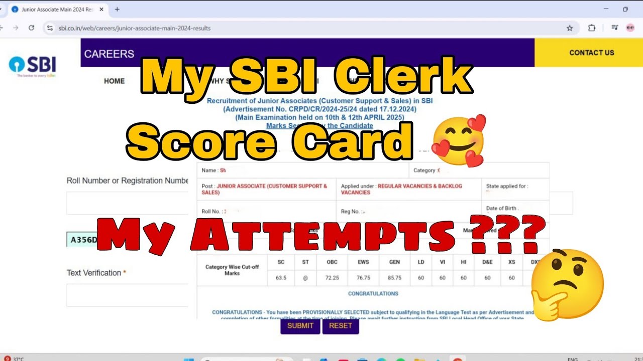 My SBI Clerk Mains Score Card 😍 ||  My Attempt || Sbi Clerk Result 2025