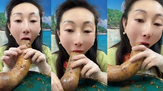 MUKBANG ON DOUYIN | ASMR |( Blood sausage+🌭 big intestines....) DESSERT | EATING SHOW | 🤤 YUmmy