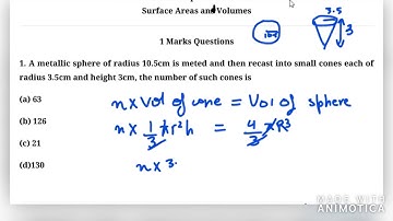 A metallic sphere of radius 10.5cm is melted and then recast into small cones each of radius 3.5cm