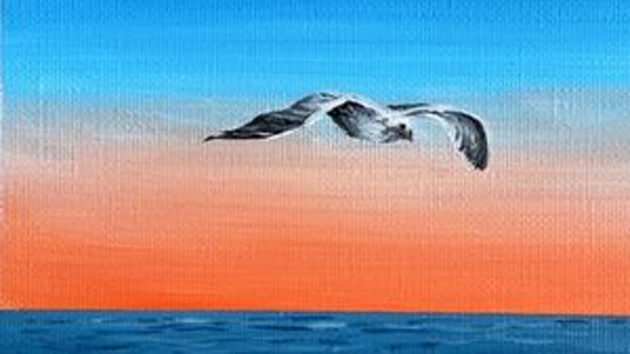 丙烯画画一幅大海，听听海鸥带来的故事丙烯画丙烯画教程画画绘画过程抖