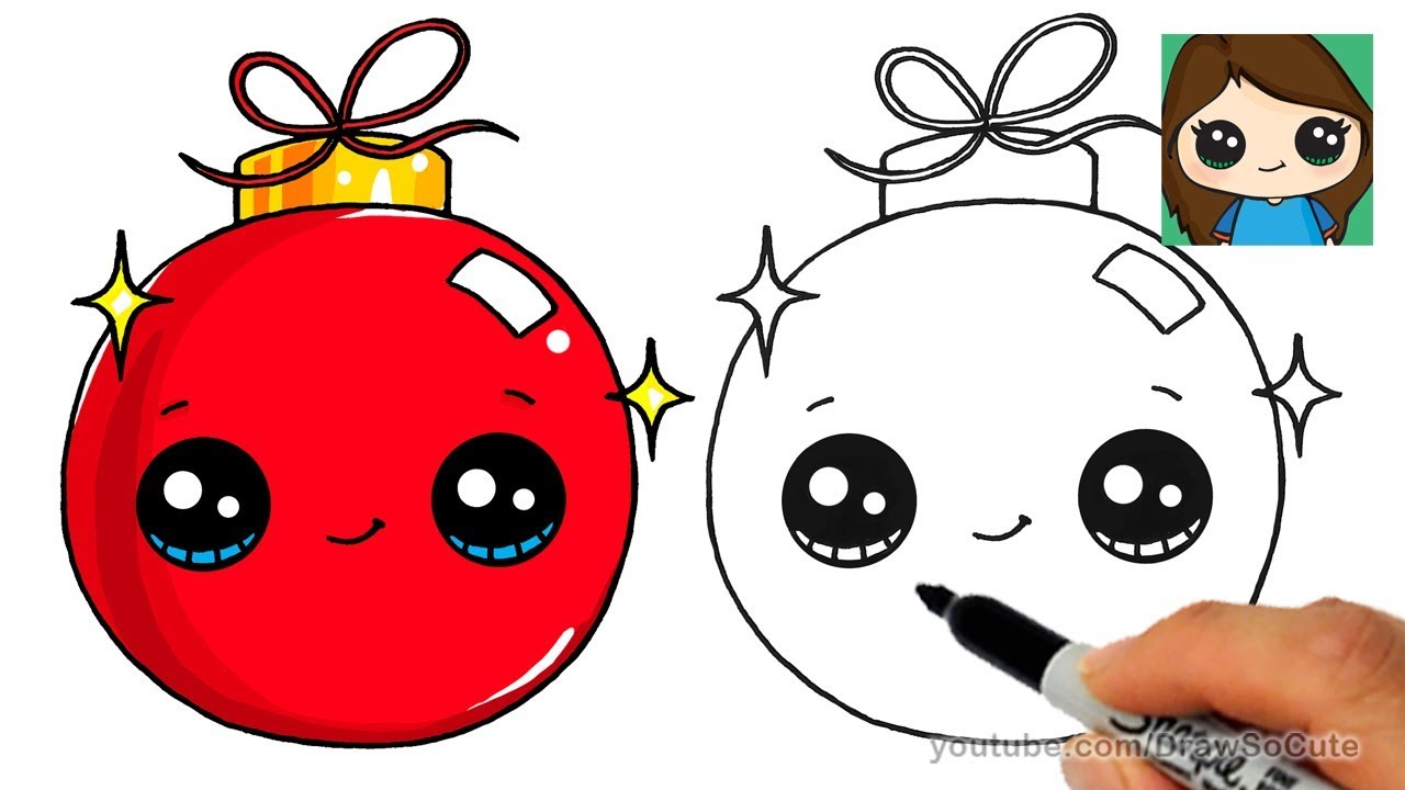 How to draw Kawaii Christmas ORNAMENT l Como desenhar ENFEITES de Natal  Kawaii - Drawing to Draw 