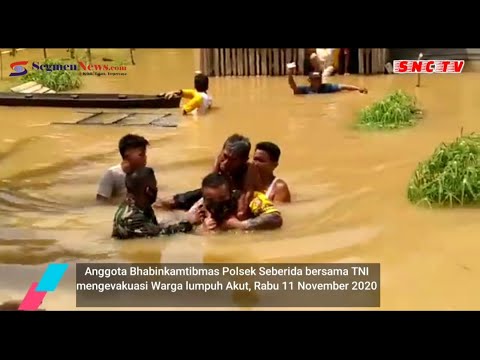 Banjir Bandang di Inhu | Polisi-TNI Evakuasi Warga Lumpuh