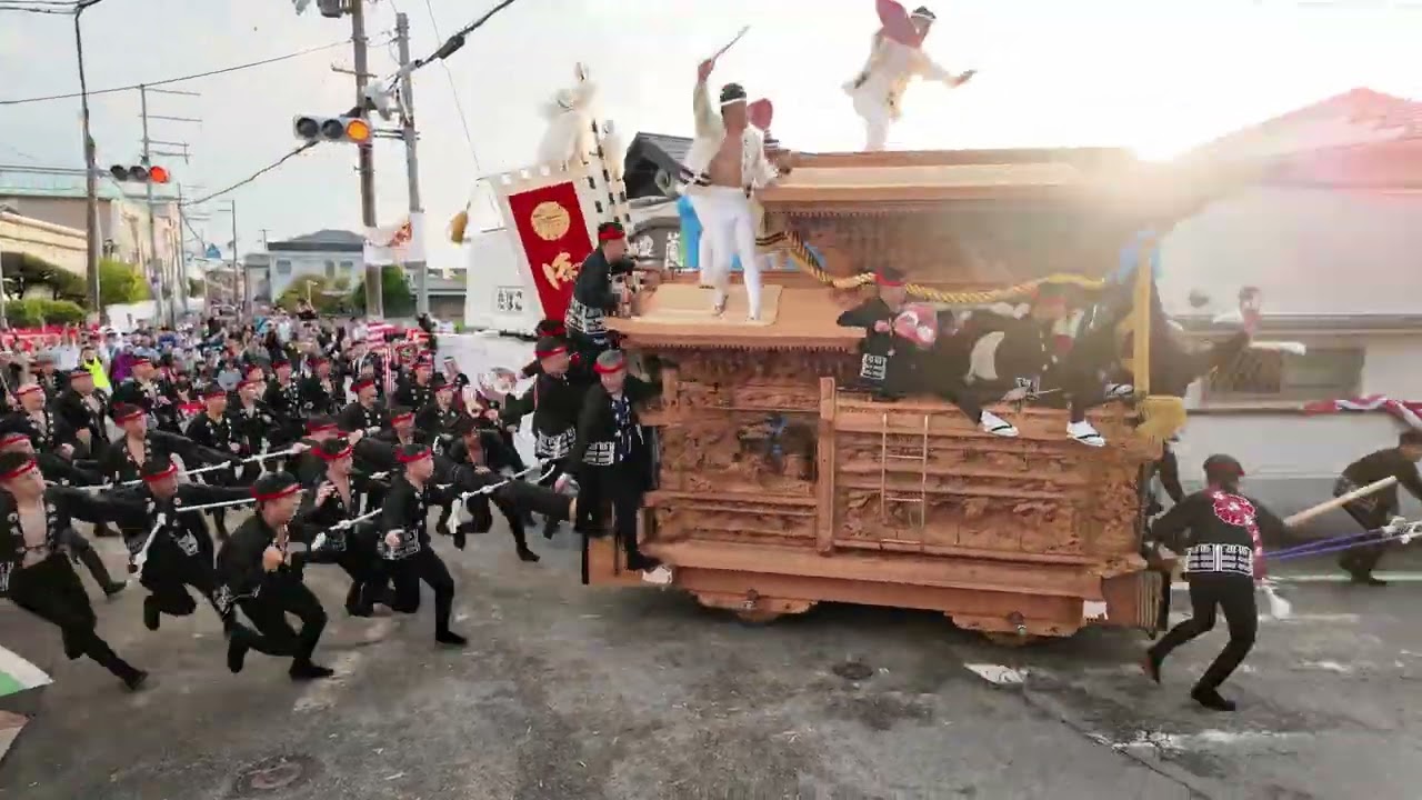 忠岡町だんじり試験曳き2025｜迫力のやりまわし＆止めシーン【大阪
