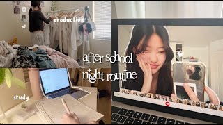 productive after school NIGHT ROUTINE 🎧: skincare routine, lots studying, groceries, cleaning, eats