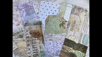 Junk Journal stash busting scrapbooking bits loaded tags, pockets, tags and flip tags for journals
