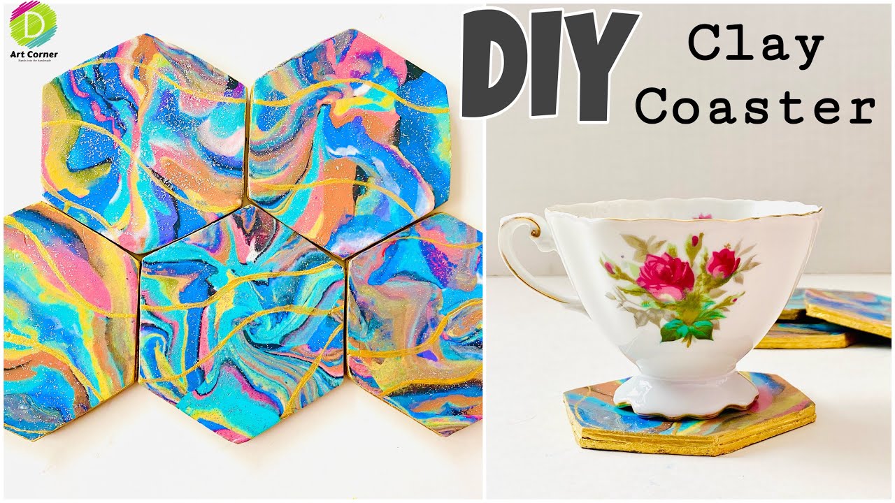 DIY Coasters How to make clay coaster Tea coaster using clay Clay
