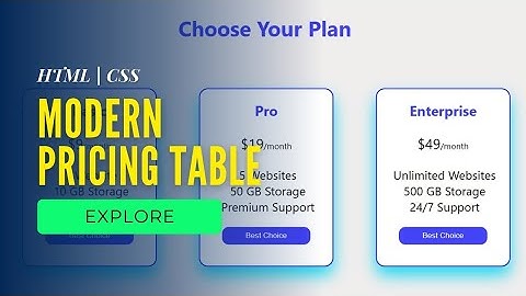 Modern Pricing Table | HTML + CSS