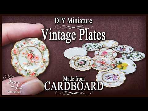 DIY Miniature Plates – Made From CARDBOARD! | 1:12 Scale Dollhouse Tutorial