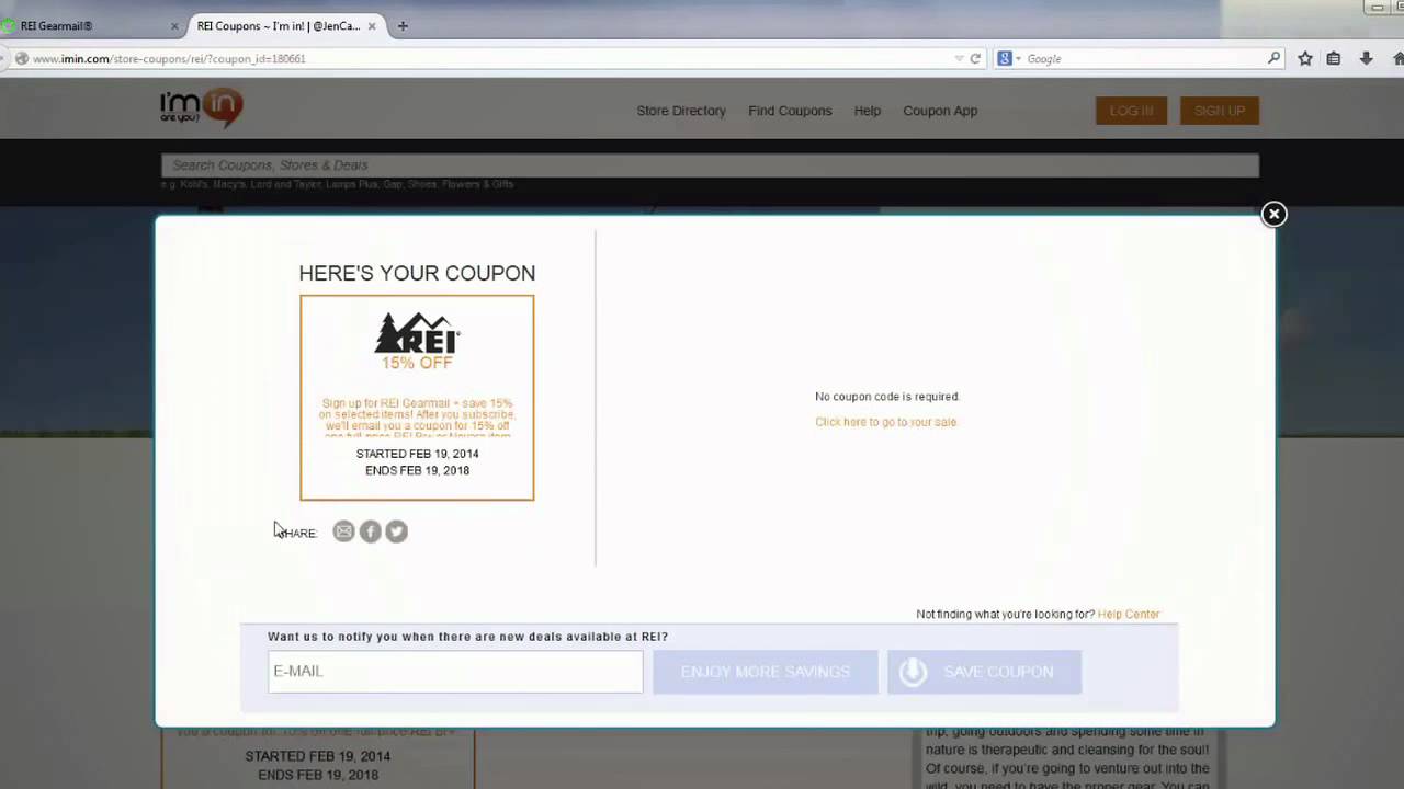 How to use REI Coupons at I’m in! YouTube