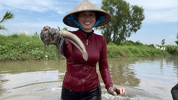 1722 / Đẩy côn bắt cá nướng ăn tại đồng 