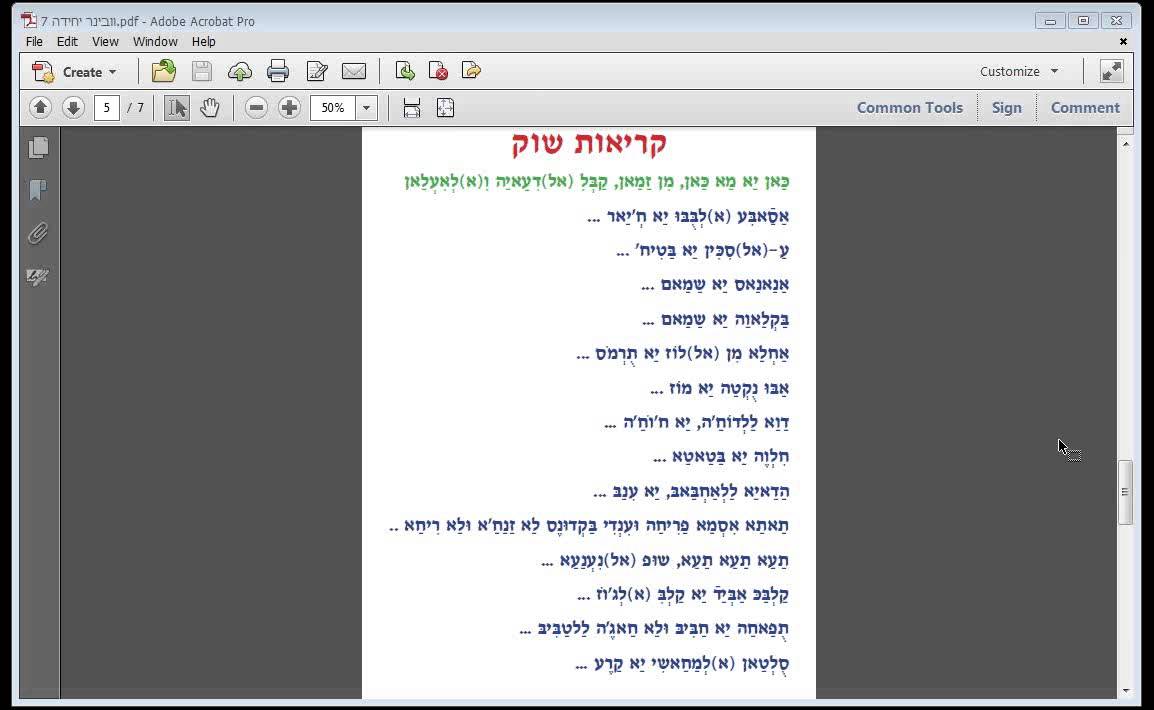 שיעור בערבית על פירות וירקות