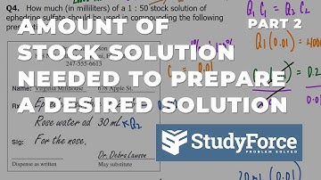 Amount of Stock Solution Needed to Prepare Desired Solution (Part 2)