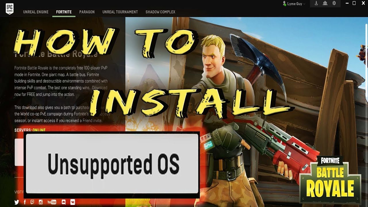how to install fortnite with unsupported os - fortnite battle royale 32 bit