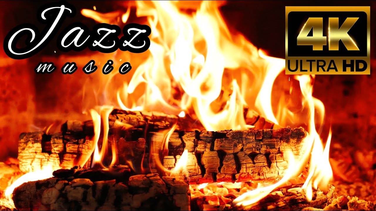 🔥Soft Jazz with Cozy Fireplace🔥 Fireplace 4K Камин 4К Fireplace burning