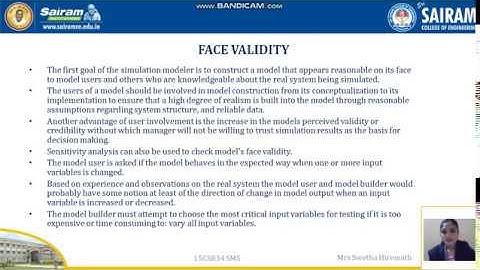 Lecture video_15CS834_Module 5_Verification of Simulation models_Swetha Hiremath