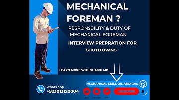 Mechanical Foreman Interview| Task Supervisor| interview Preparation For Mechanical Foreman 