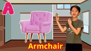 ABC House Items Song for Kids | Learn House Items Names A to Z | Fun Children&#39;s Song