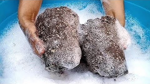 Extra Crunchy Sand cement Concrete cylinders crumble Dipping in bubble water 💦💦💦 dry on paste asmr