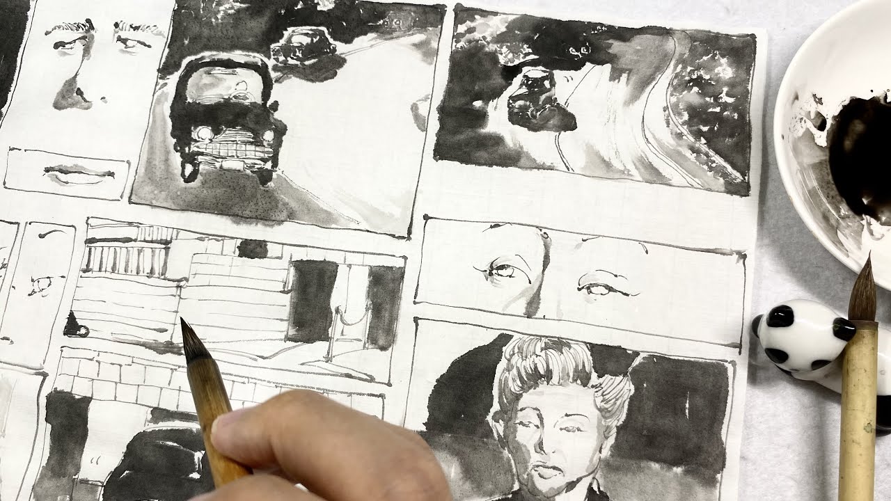 How to draw Japanese Manga with traditional ink painting #4 - YouTube