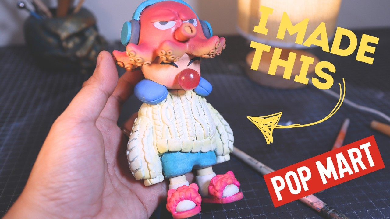 Я слепила милого персонажа в стиле Pop Mart | Мастер-класс по лепке из глины своими руками