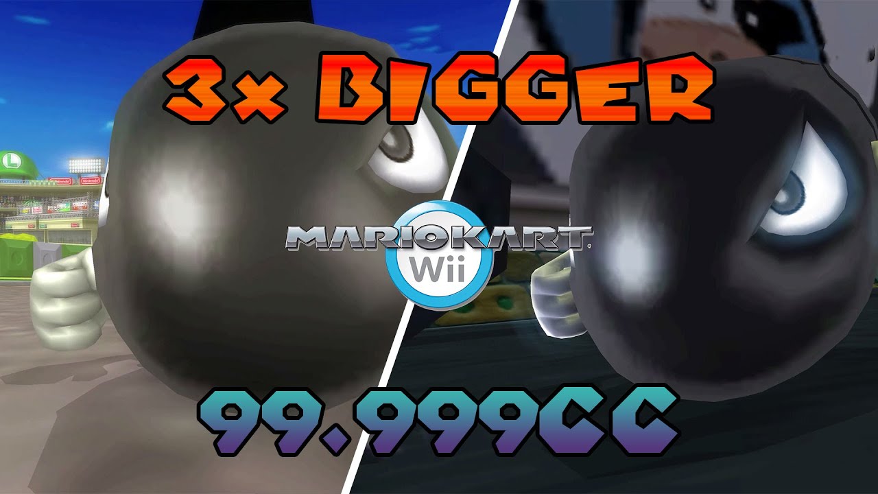 99,999CC 12 Player BULLLET BILL Racer on  3x Bigger Tracks in MARIO KART WII | 4k60