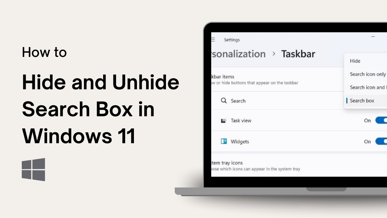 How to Hide and Unhide Search Box in Windows 11 - YouTube