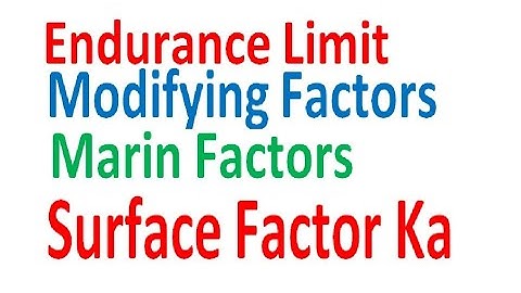 Surface Factor ka Endurance Limit Modifying Factors Endurance Limit Marin Factors