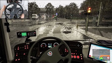 The Bus - w/ Updated Unreal Engine 5 AMAZING Graphics | Rainy drive through Berlin on line 142